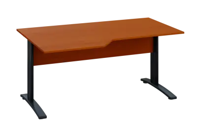 EZK 28 - 166 stůl kancelářský, rohový, levý, kovová podnož černá, deska 25 mm, široký 1600 mm, třešeň šumavská